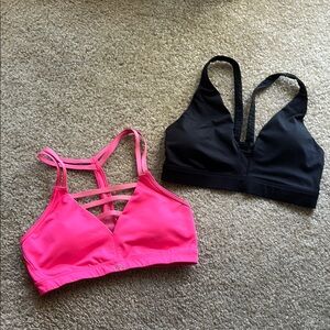 Victoria’s Secret Pink and Black Strappy Sports Bras